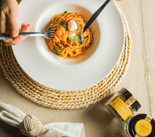 espaguete caprese miniatura
